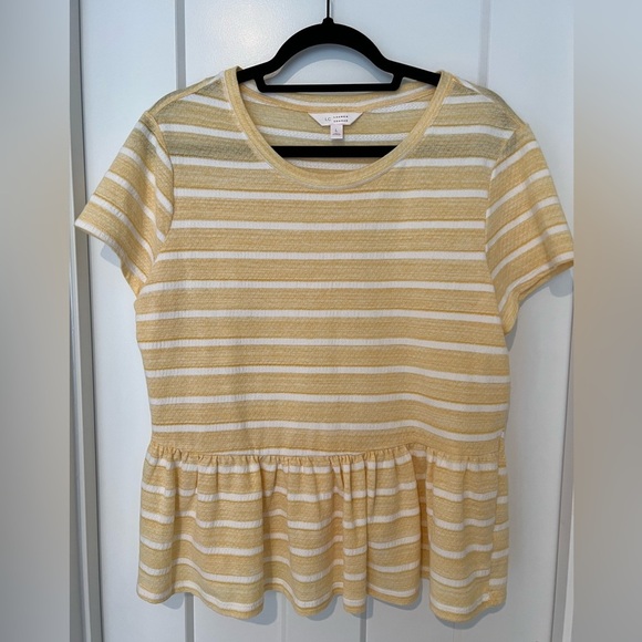 LC Lauren Conrad Tops - LC Lauren Conrad: Short Sleeve Tee: Yellow Stripe: Large